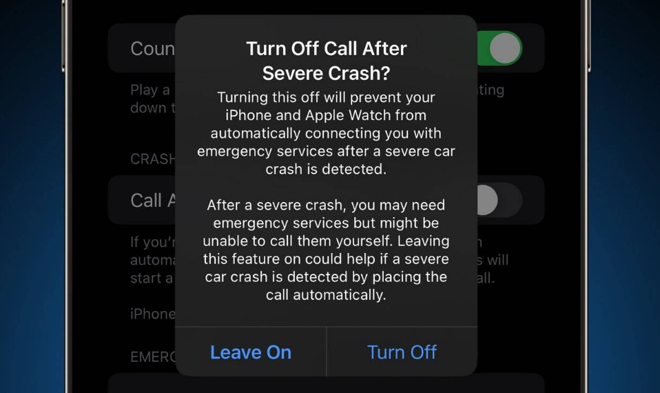 大新苹果14维修分享 iPhone 14 和 Apple Watch 上关闭崩溃检测 