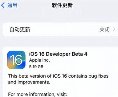 大新苹果手机维修分享iOS16 Beta4 更新内容及升级建议 