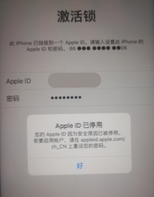 大新苹果手机维修分享iPhone 12 出现提示“Apple ID 已停用”怎么办 